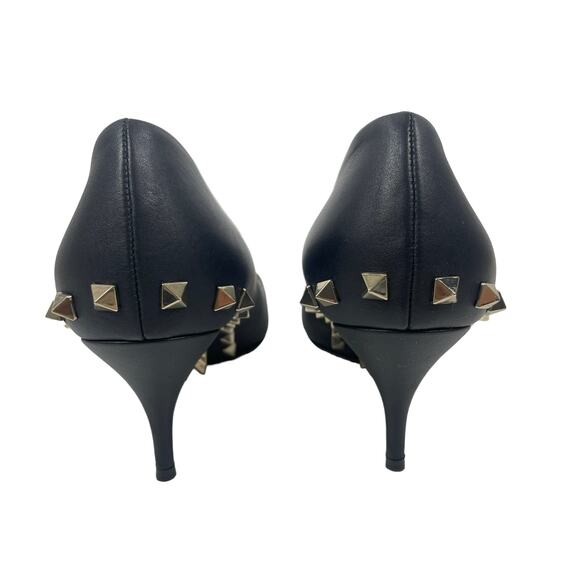 Valentino Garavani Jaw Rockstuds Pointed Toe Pumps Leather Black Size 37 - Picture 7 of 12